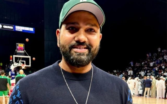 Rohit Sharma Takes A Photo With Iker Casillas And Abdu Rozik At An NBA Game In Abu Dhabi