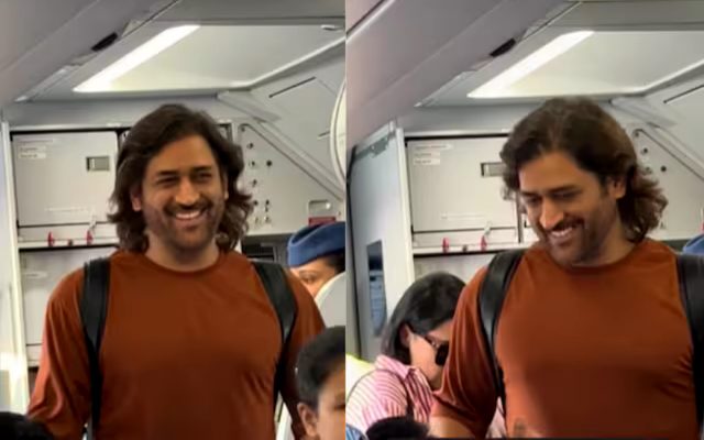 [WATCH]- MS Dhoni Happily Engages With Fellow Passengers After Getting On A Flight