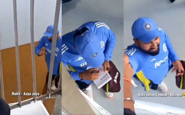 [WATCH]- “Virat Bhai Ko Bhi Bolna” – A Fan Urges Rohit Sharma To Message Kohli While Getting His Autograph