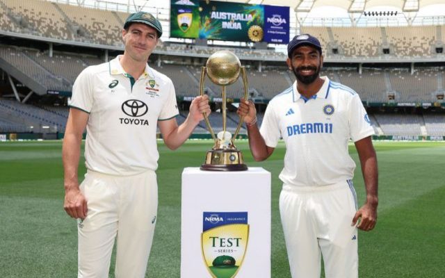 [WATCH]- Pat Cummins And Jasprit Bumrah Pose With The Trophy Before The 1st Test Of The BGT 2024/25