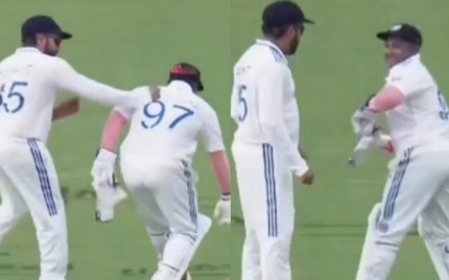 [WATCH] Rohit Sharma Punches Sarfaraz Khan In The Back As He Drops The Ball During A Pink Ball Warm-up Game