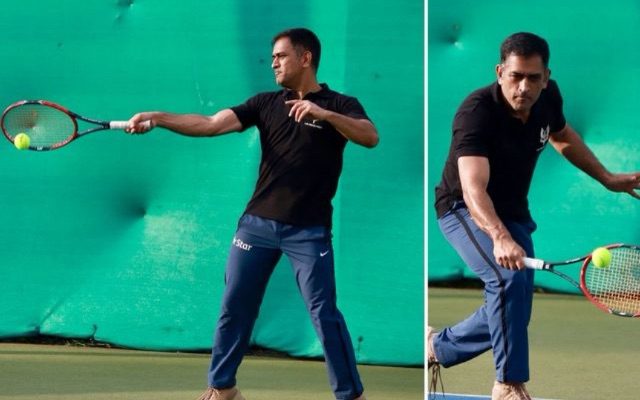 [WATCH]- “Perfect Volley”: MS Dhoni Displays His Talent In Tennis