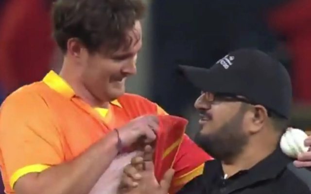 [WATCH]- Ireland Bowler Hilariously Attempts To Clean Umpire’s Glasses After No-Catch Call In ILT20 2025