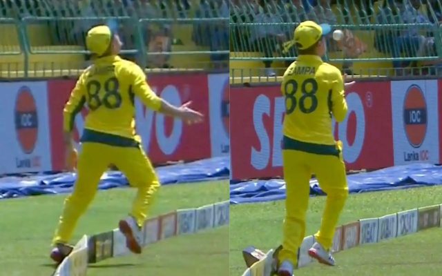 [WATCH] Adam Zampa Pulls a Spectacular Catch to Dismiss Nishan Madushka