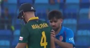 Fazalhaq Farooqi's Heated Clash with Aiden Markram in SA vs AFG Clash