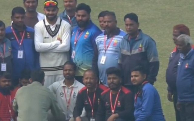 [WATCH]- Virat Kohli Poses With Team And Staff After Delhi vs Railways Ranji Match