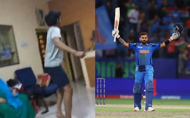 [WATCH]- Fan’s Wild Celebration: Takes Off T-Shirt After Kohli’s Century In IND vs PAK Match