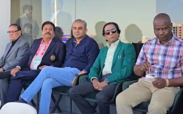 [WATCH]: Rajeev Shukla Attends New Zealand vs South Africa Semifinal in Lahore