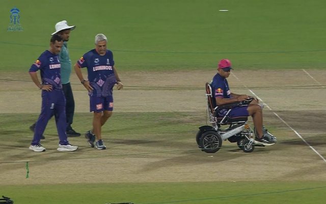 IPL 2025: Rahul Dravid Inspects Pitch in Wheelchair Before CSK vs RR Showdown