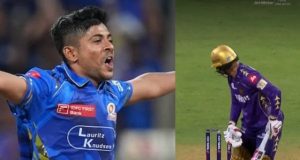 MI Debutant Ashwani Kumar Shatters Manish Pandey's Stump in Thrilling MI vs KKR Clash