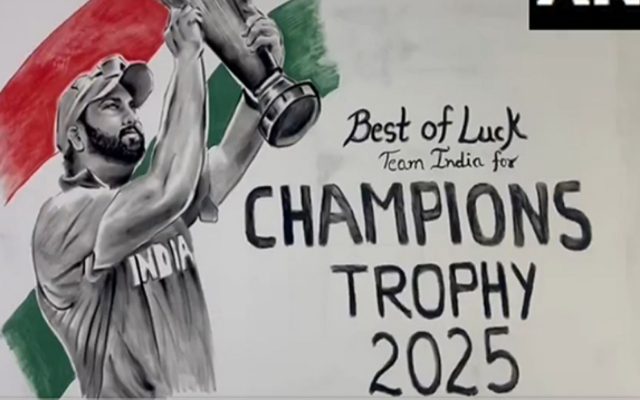 [WATCH]- UP Artist Paints 6ft Artwork Of Rohit Sharma Lifting Trophy