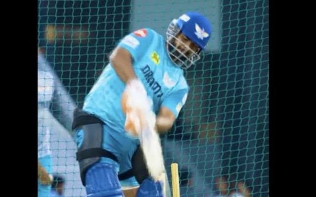 [WATCH]- Rishabh Pant Showcases Stunning Helicopter Shot During LSG Practice Ahead Of IPL 2025