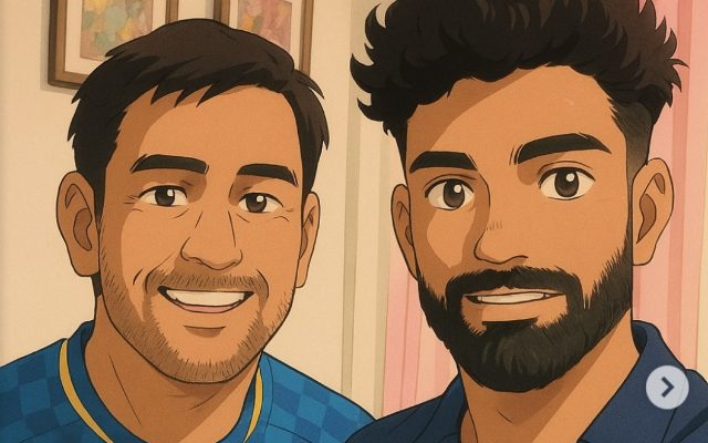 RR Bowler Transforms Selfie With MS Dhoni Into Ghibli Art After IPL 2025 Match