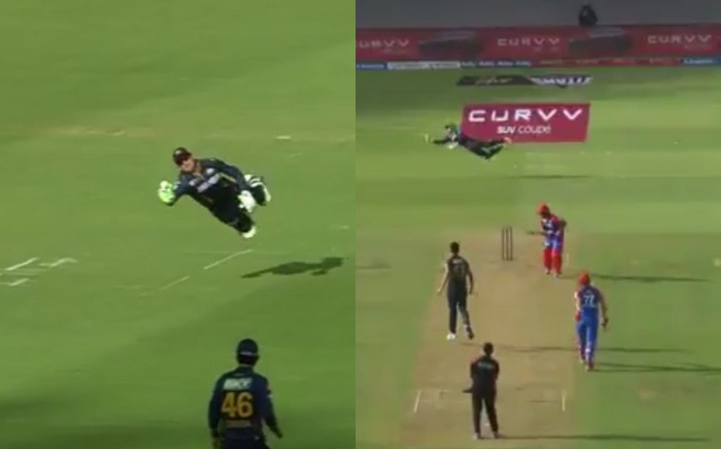 Flying Buttler! Jos Buttler’s One-Handed Stunner to Dismiss Vipraj Nigam in GT vs DC Clash