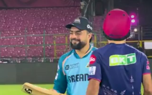 [Watch]: “Bohot kanjoos hai…”: Fazalhaq Farooqi’s Playful Dig At Rashid Khan Over Bat Refusal