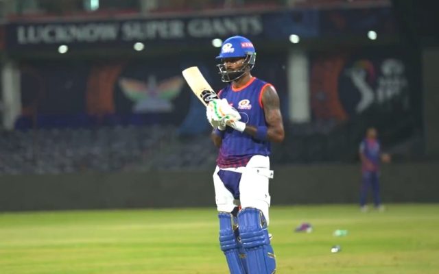 [WATCH]- Hardik Pandya Practices Shots While Talking To Himself Ahead Of LSG vs MI Clash