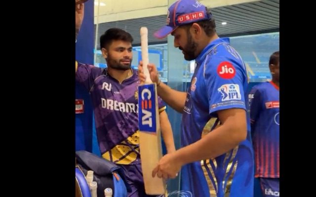[WATCH]- MI Players Tease Rinku Singh For Asking Rohit Sharma’s Bat After IPL 2025 Match
