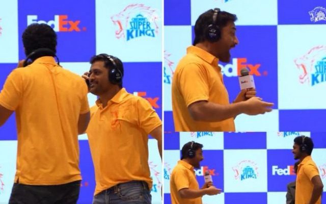[WATCH]- MS Dhoni Shares Fun Moment With CSK Teammates Before MI Clash