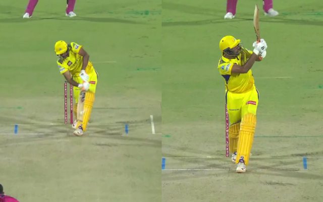 [Watch]: Ravichandran Ashwin Stuns with Flying Six in CSK vs RR IPL 2025 Clash