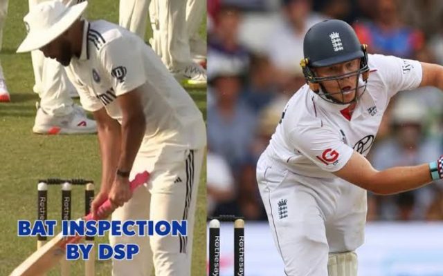 [WATCH]- Indian Pacer Closely Examines England batter’s Bat On Day 2 Of 1st Test