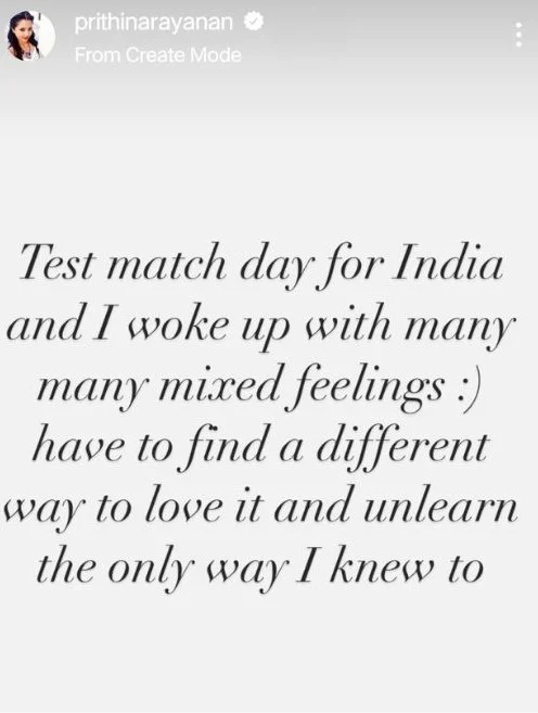 Prithi Narayanan shared the post on Instagram