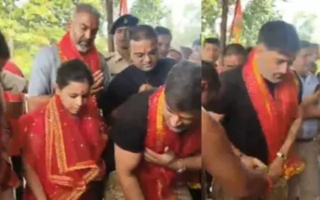 [WATCH]- MS Dhoni Offers Prayers At Dewri Temple Alongside Family