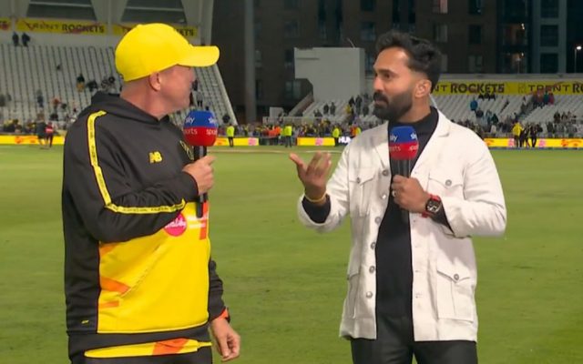 [WATCH]- Dinesh Karthik Pokes Fun At RCB Coach During The Hundred Clash