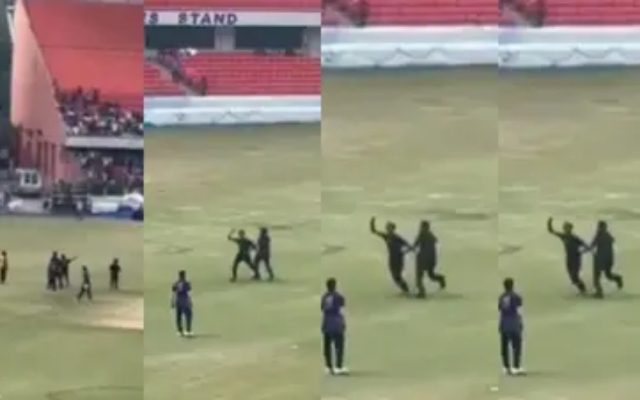 [WATCH]- Pitch Invader Grabs Selfie With Hardik Pandya During SMAT Match