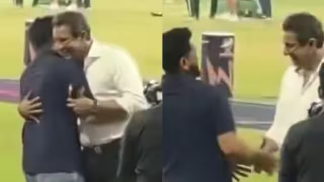 [WATCH] Rohit Sharma And Wasim Akram Share A Hug In Colombo