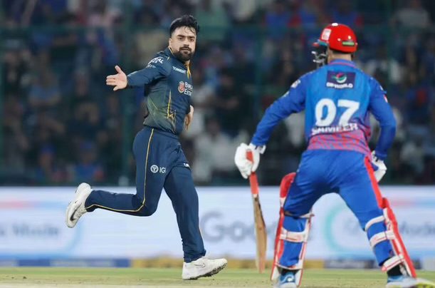 [WATCH] Rashid Khan Cleans Up Sameer Rizvi For A Golden Duck In DC vs GT Clash