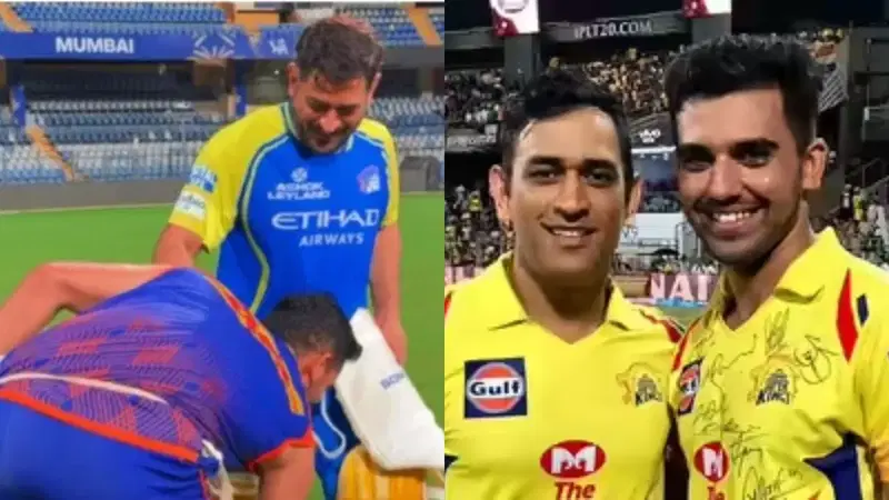 [WATCH] Deepak Chahar Touches MS Dhoni’s Feet, Gets Playfully Scolded Before MI vs CSK Clash