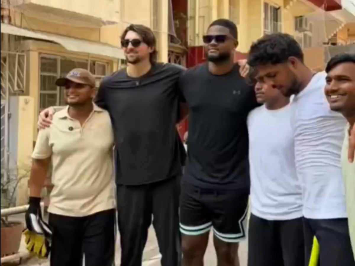 [WATCH] RCB Stars Tim David And Romario Shepherd Spotted Playing Gully Cricket