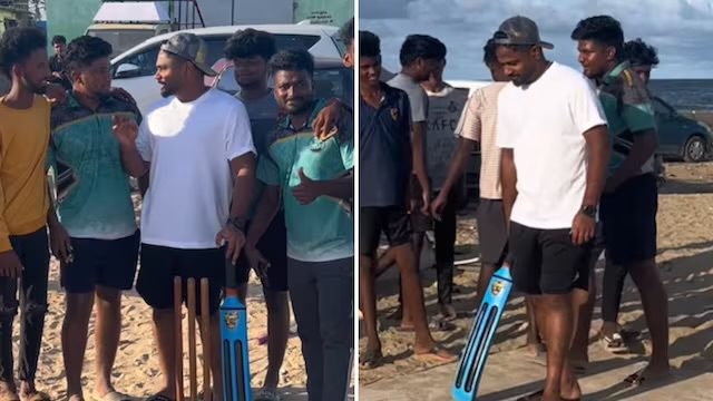 [WATCH] Sanju Samson Enjoys Beach Cricket Session with Fans in Chennai