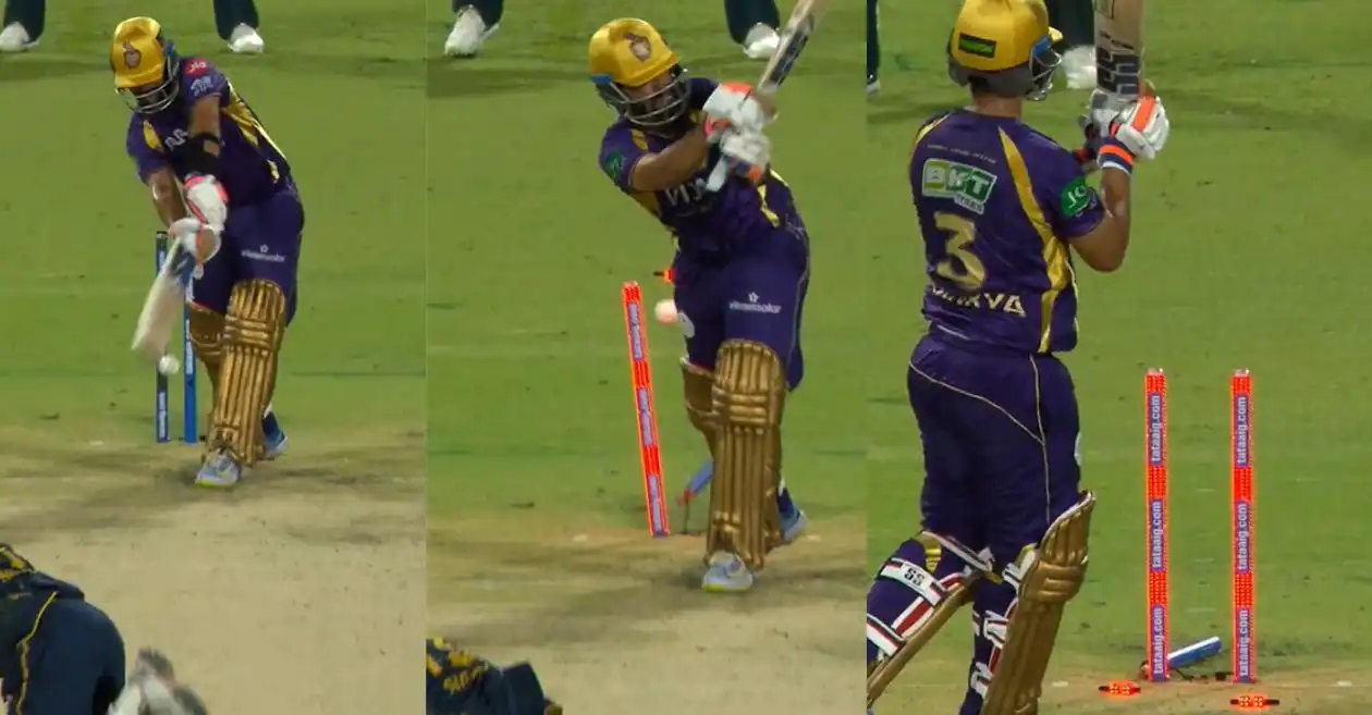 [WATCH]- Mohammed Siraj Castles Ajinkya Rahane With Stunning Delivery In KKR vs GT Clash