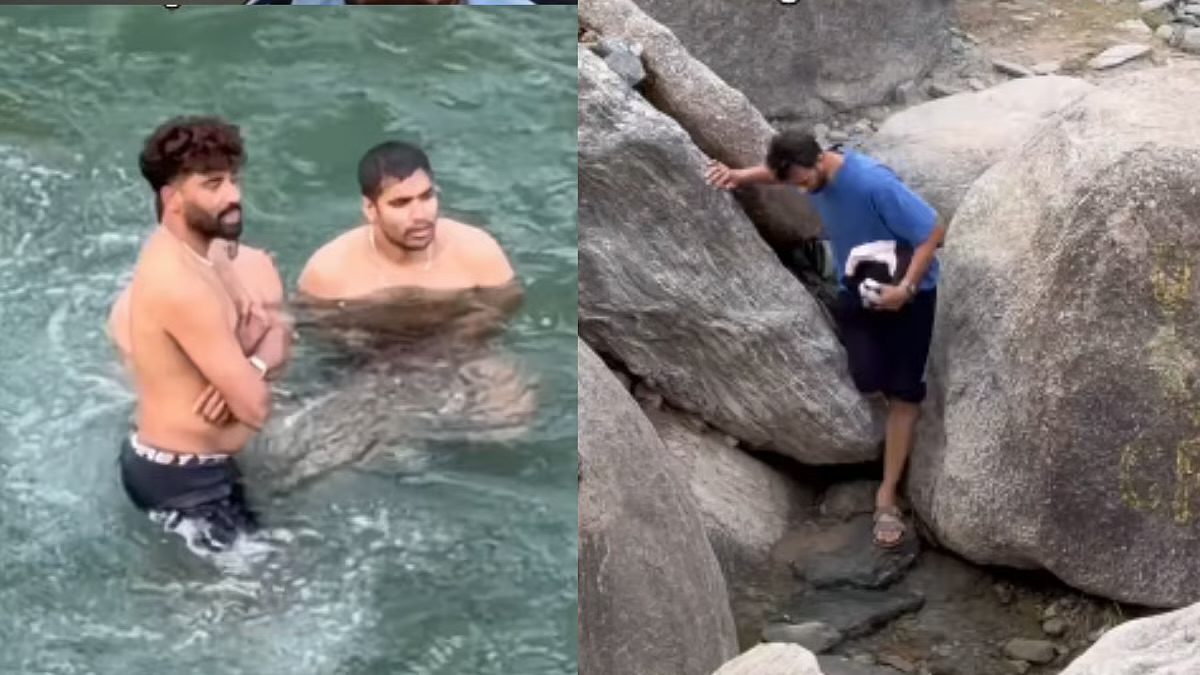 WATCH: Siraj and Prasidh Krishna Seen Taking a Dip in Dharamshala River Ahead of Playoffs