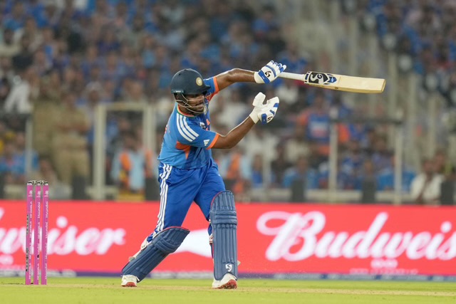 [WATCH]- Sanju Samson Falls To Jai Moondra’s First-Ever Ball In International Cricket