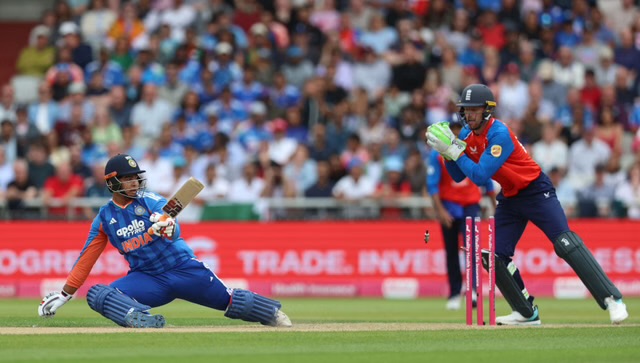 [WATCH]- Vaibhav Suryavanshi Departs For 14 On Debut After Sharp Stumping By Jos Buttler